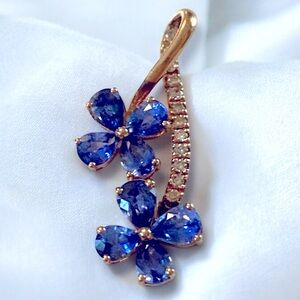 **SOLD** 14k Rose Gold Le Vian Blueberry Sapphire & Nude Diamond Flower Pendant